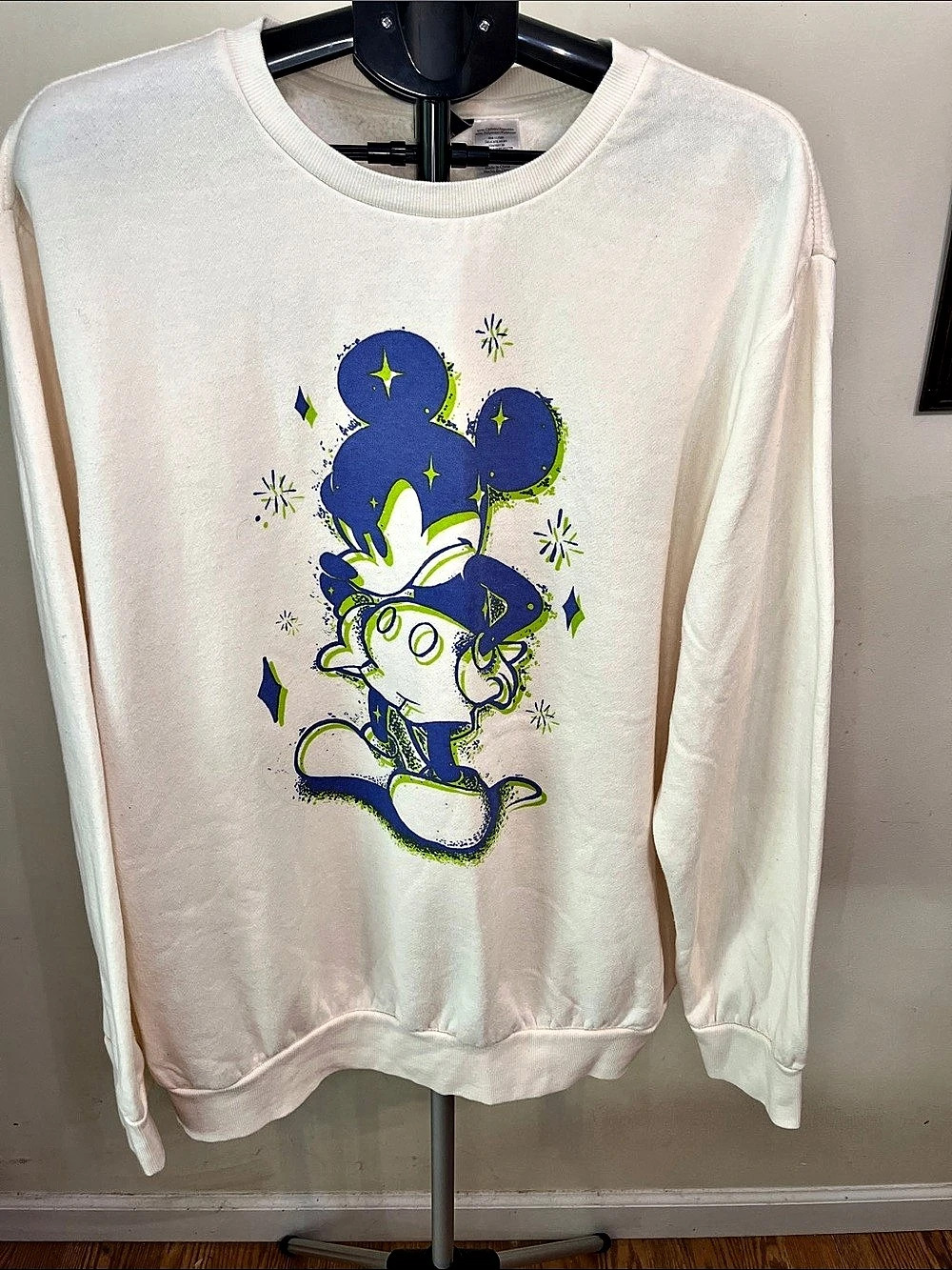 Disney Mickey Mouse Graphic Sweatshirt in White & Blue Size 2XL Like New